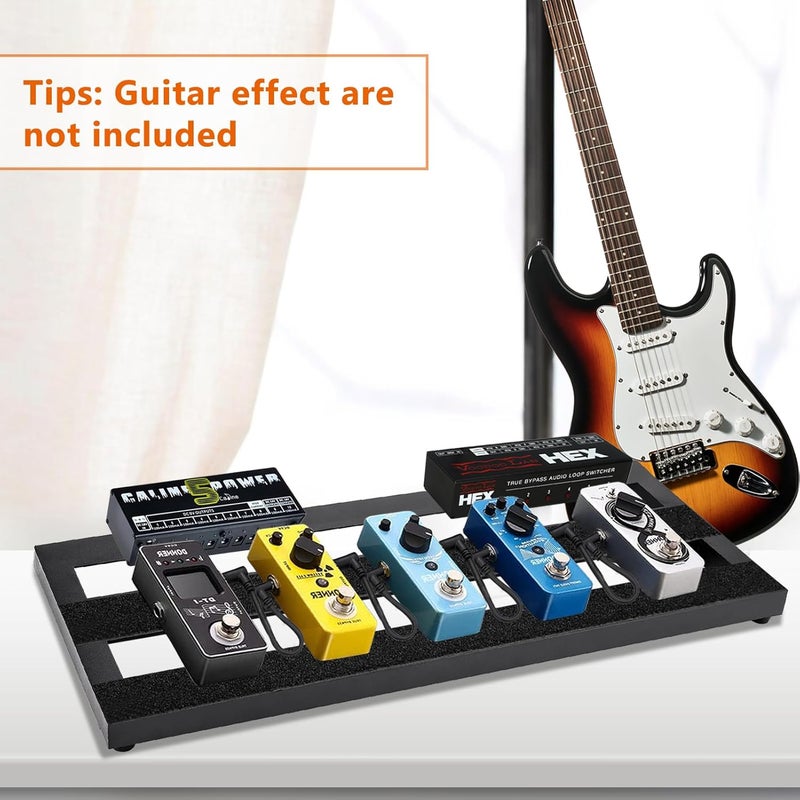 GOGHOST Medium Guitar Pedal Board, 20x8x1.2", Aluminum Alloy Black Effects Pedal Board with Adhesive Hookside Tape - Image 5